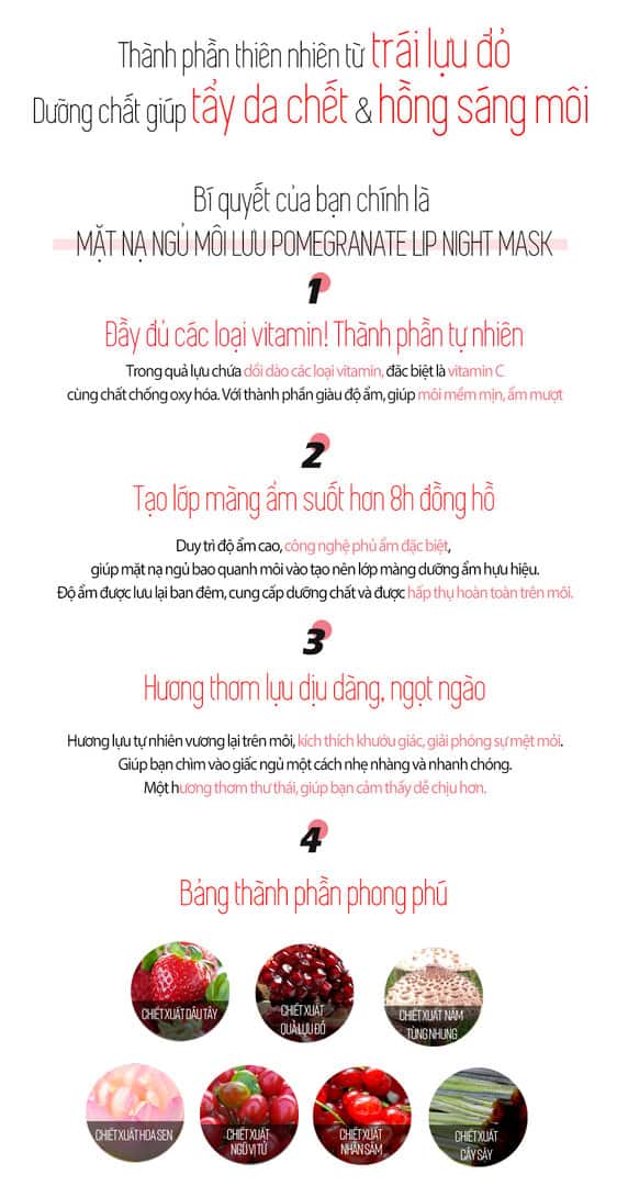 Mat Na Ngu Moi Luu Carenel Pomegranate Lip Night Mask (15)